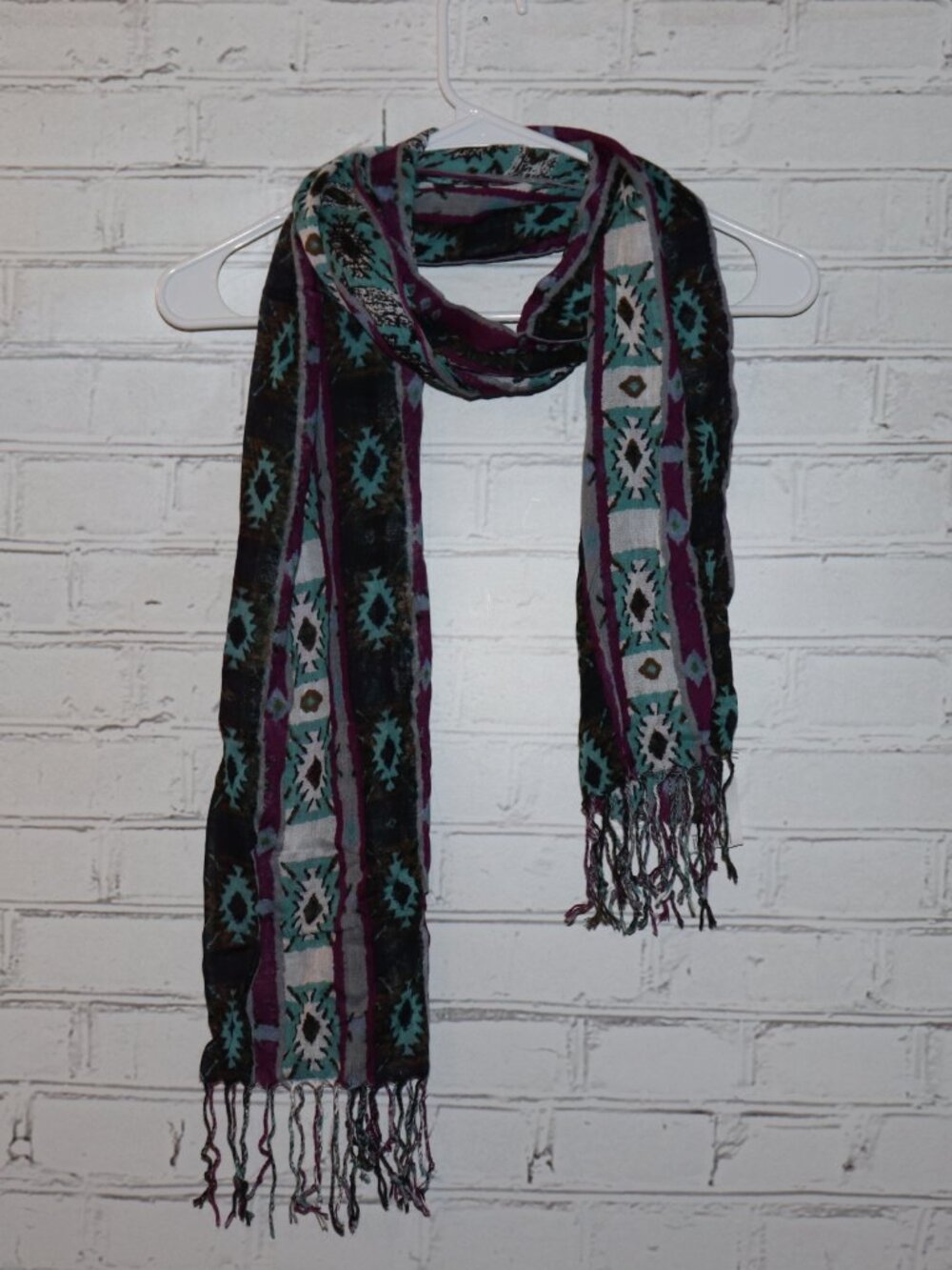 ππ CATO Scarf Β· NWT Β· 64" Β· Teal & Purple Geometric